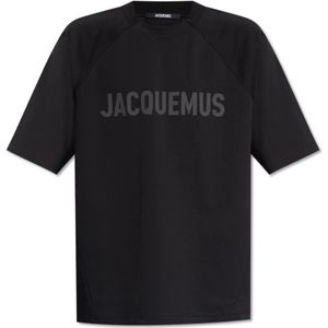 Jacquemus, Tops, Heren, Zwart, M, Katoen, T-shirt met logo