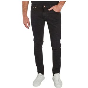 Nudie Jeans, Slim Fit Zwarte Terry Jeans Zwart, Heren, Maat:W34 L32