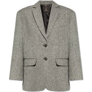 Anine Bing, ‘Quinn’ enkellange blazer Grijs, Dames, Maat:M