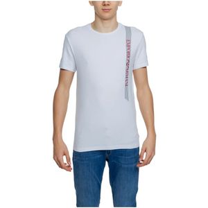 Emporio Armani, Tops, Heren, Wit, L, Katoen, Wit Bedrukt Katoenen T-shirt Ronde Halslijn