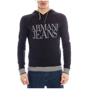 Armani Jeans, Sweatshirts & Hoodies, Heren, Blauw, M, Katoen, Capuchontrui