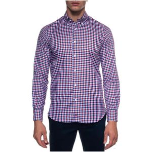 Càrrel, Overhemden, Heren, Veelkleurig, S, Katoen, Italiaans geruite knoopsluiting casual overhemd