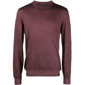 Fay, Bordeaux Logo-Tag Trui Rood, Heren, Maat:2XL