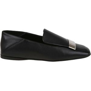 Sergio Rossi, Platte Slipper Schoenen - Zwart Zwart, Dames, Maat:40 EU