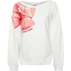 Kenzo, Sweatshirts & Hoodies, Dames, Wit, L, Leer, Rose Batwing Sweatshirt