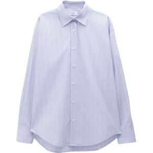 Filippa K, Blouses & Shirts, Dames, Blauw, S, Katoen, Verticaal Gestreepte Poplin Overhemd