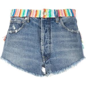 Alanui, Regenboog Denim Shorts Blauw, Dames, Maat:W27