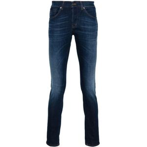 Dondup, Indigo Blauwe Skinny Jeans Blauw, Heren, Maat:W33