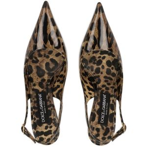 Dolce & Gabbana, Schoenen, Dames, Bruin, 36 EU, Leer, Luipaardprint Slingback Hakken