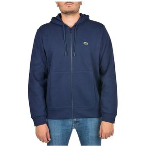 Lacoste, Sweatshirts & Hoodies, Heren, Blauw, S, Blauwe Zip Hoodie