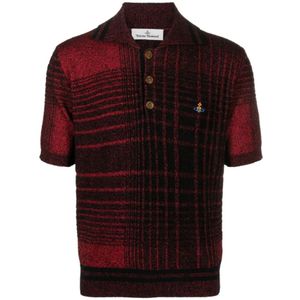 Vivienne Westwood, Rode Madras Check Polo Shirt Rood, Heren, Maat:L
