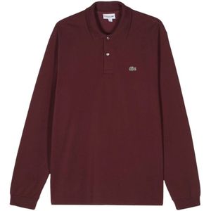 Lacoste, Tops, Heren, Rood, S, Katoen, Rode Polo Shirt Logo Patch Korte Mouwen