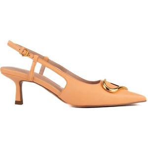 Coccinelle, Leren puntige neus gesp pumps Oranje, Dames, Maat:35 EU