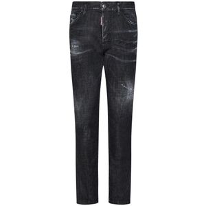 Dsquared2, Jeans, Heren, Zwart, S, Denim, Zwarte Slim-Fit Denim Jeans