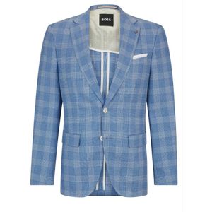 Hugo Boss, Slimfit Geruite Wollen Blazer Blauw, Heren, Maat:S