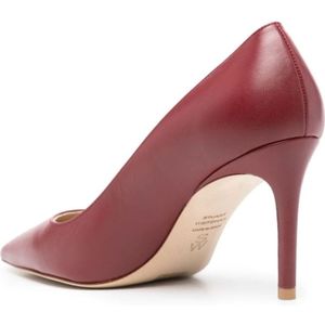 Stuart Weitzman, Schoenen, Dames, Rood, 39 EU, Leer, Rode Hak Pumps Glad Leer Puntige Neus Stiletto