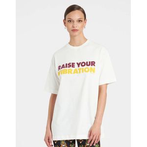 La DoubleJ, Tops, Dames, Wit, XS, Katoen, Regenboog Motto Oversized T-shirt