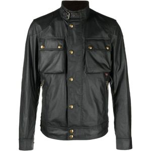 Belstaff, Zwarte Racemaster Jas Zwart, Heren, Maat:L