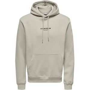 Only & Sons, Sweatshirts & Hoodies, Heren, Beige, L, Samengestelde Hoodie Sweat Zilveren Voering