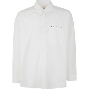 Marni, Overhemden, Heren, Wit, M, Witte Lange Mouwen Shirt