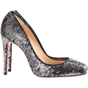 Christian Louboutin Pre-owned, Pre-owned, Dames, Grijs, 38 EU, Polyester, Pre-owned Polyester heels