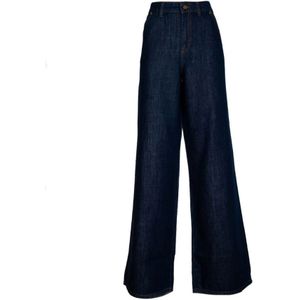 Iblues, Broeken, Dames, Blauw, S, Denim, Hoge Taille Flared Elephant Jeans in Donker Denim
