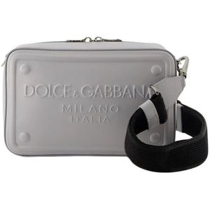Dolce & Gabbana, Tassen, Heren, Grijs, ONE Size, Leer, Grijze Leren Camera Crossbody