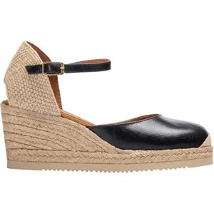 Unisa, Casual Zwarte Leren Espadrilles Zwart, Dames, Maat:36 EU