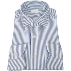 Xacus, Overhemden, Heren, Blauw, XL, Blauw en Wit Gestreept Tailor Fit Actief Overhemd