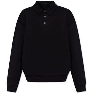 AllSaints, Sweatshirts & Hoodies, Heren, Zwart, L, Katoen, Waite polo sweatshirt