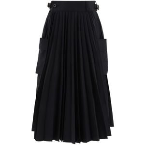 Sacai, Katoenen Thomas Mason Rok Zwart, Dames, Maat:M