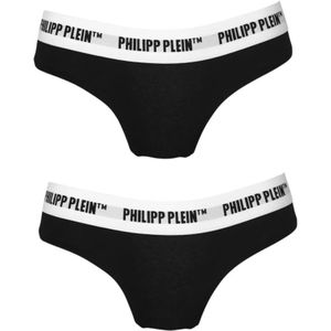 Philipp Plein, Ondergoed, Dames, Zwart, M, Katoen, Dames Katoenen Slip Bi-Pack