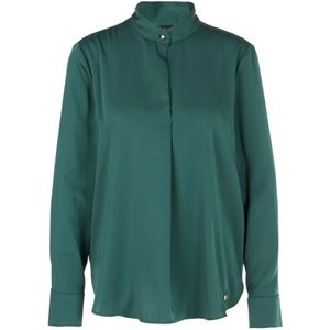 Marc Cain, Blouses & Shirts, Dames, Groen, M, Blouse met gerimpelde opstaande kraag