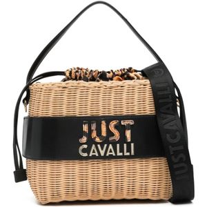 Just Cavalli, Tassen, Dames, Veelkleurig, ONE Size, Witte Bucket Tas met Borsa Secchiello