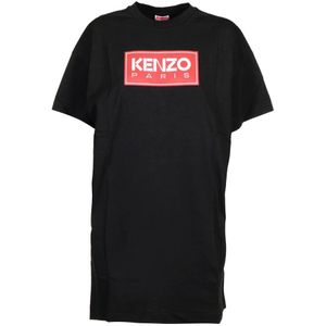 Kenzo, Tops, Dames, Zwart, S, Katoen, Zwarte Mini T-Shirt Jurk