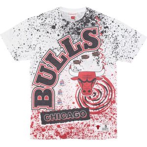 Mitchell & Ness, Tops, Heren, Veelkleurig, L, Katoen, Chicago Bulls NBA Tee Burst