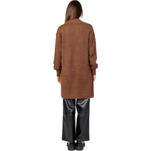 Jacqueline de Yong, Truien, Dames, Bruin, M, Nylon, Lang Gebreid Cardigan voor Dames