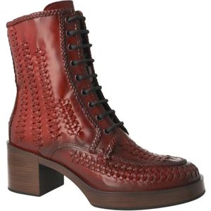 Pons Quintana, Schoenen, Dames, Rood, 38 EU, Leer, Bordeaux Veterschoenen Dames Enkellaarsjes