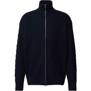 Gant, Blauwe Vest met Rits, Heren Katoen-Wolmix Blauw, Heren, Maat:M