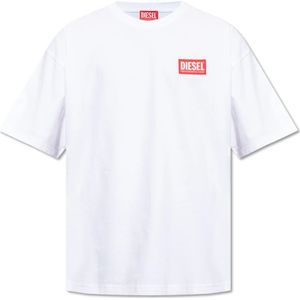 Diesel, Tops, Heren, Wit, S, Katoen, T-Nlabel-L1 T-shirt