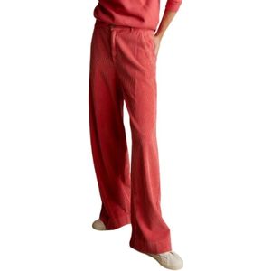 Summum Woman, Broeken, Dames, Rood, S, Katoen, Fluwelen Broek met Hoge Taille en Wijde Pijpen