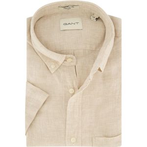 Gant, Overhemden, Heren, Beige, XL, Leer, Casual korte mouw beige overhemd