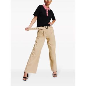 Karl Lagerfeld, Broeken, Dames, Beige, S, Beige Wijde Broek