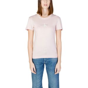 Calvin Klein Jeans, Tops, Dames, Roze, L, Katoen, T-Shirts