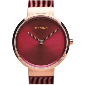 Bering, Accessoires, Dames, Geel, ONE Size, Rood Stalen Dames Quartz Horloge