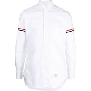 Thom Browne, Overhemden, Heren, Wit, L, Katoen, Witte Grosgrain Oxford Overhemd