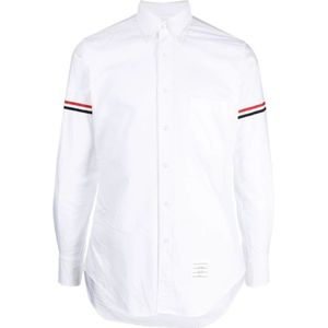 Thom Browne, Witte Grosgrain Oxford Overhemd Wit, Heren, Maat:XL