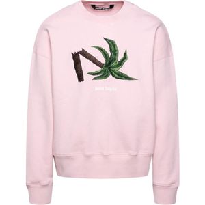 Palm Angels, Geborduurd Logo Sweatshirt Roze, Heren, Maat:M