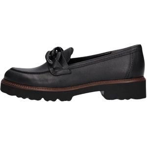 Gabor, Schoenen, Dames, Zwart, 40 EU, Leer, Zwarte Loafers met Kettingdetail