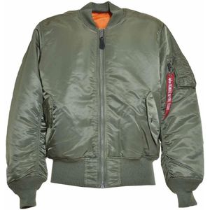 Alpha Industries, Groene Satijnen Bomberjack Groen, Heren, Maat:S